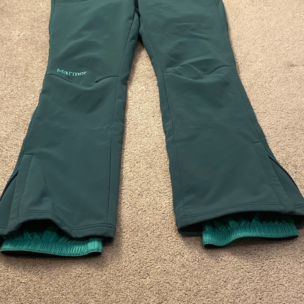 Marmot Teal Green Softshell Women’s Snow Ski Pants - Picture 4 of 11